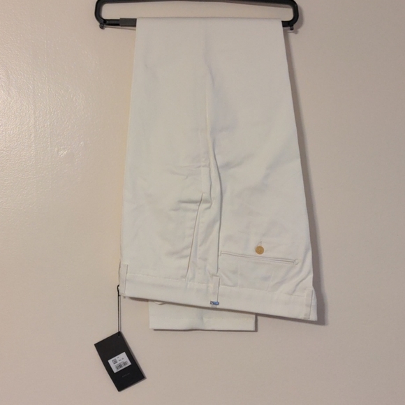 Dunhill white cotton stretch chinos